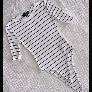 Topshop Black and White Striped Bodysuit